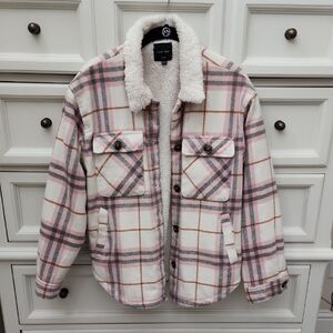 Womens Plaid Jacket with Sherpa Lining L